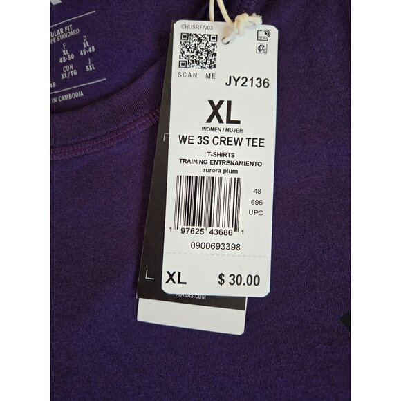 Adidas Womens Climalite Crew Tee XL Purple Activewear Lightweight NWT - Picture 9 of 11